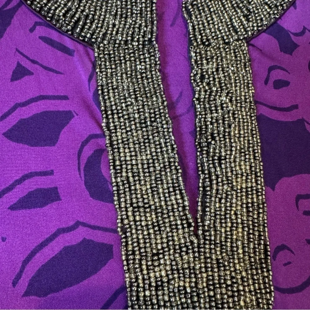 Vintage Tori Burch purple beaded dress size small